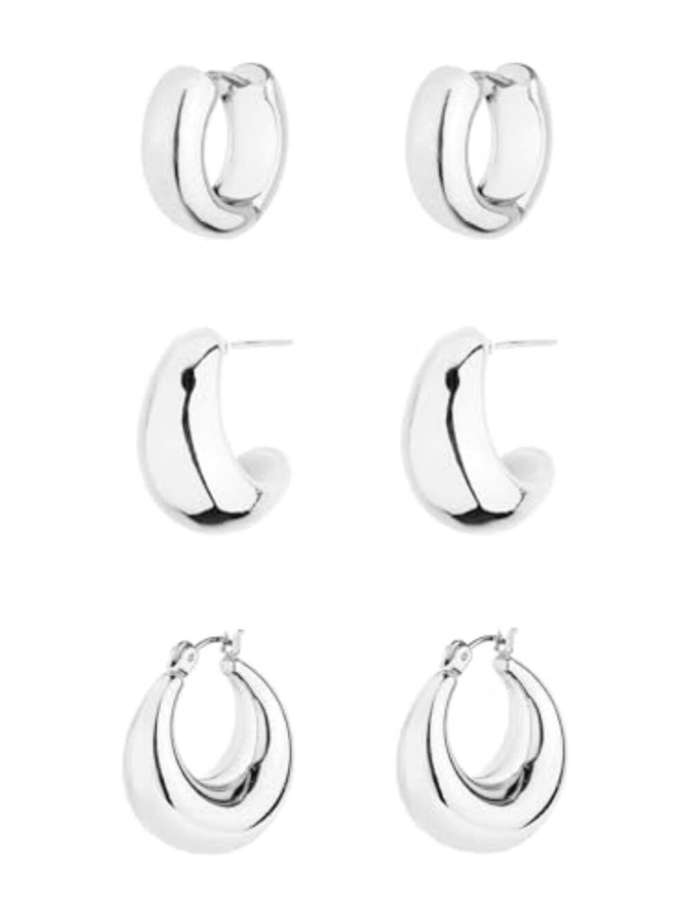 Gold Chunky Hoop Earrings Set for‎ Women, 14K Gold Plated Twisted Huggie Hoop